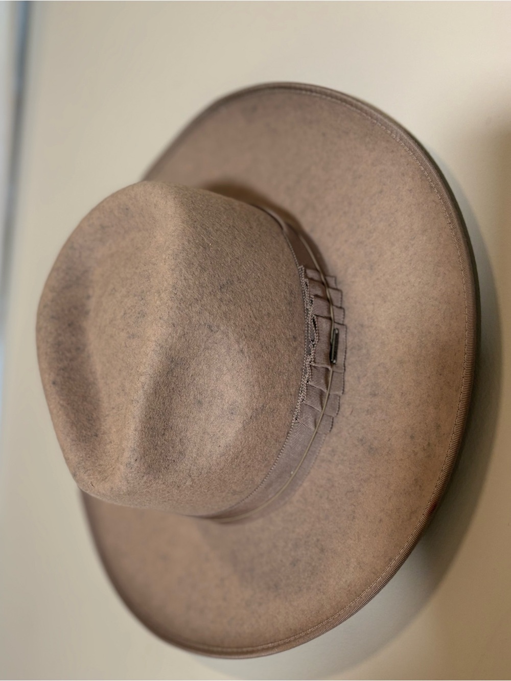 Soft Taupe Brixton 100% Wool Wide Brim ( 15'') Fedora Hat - Size M